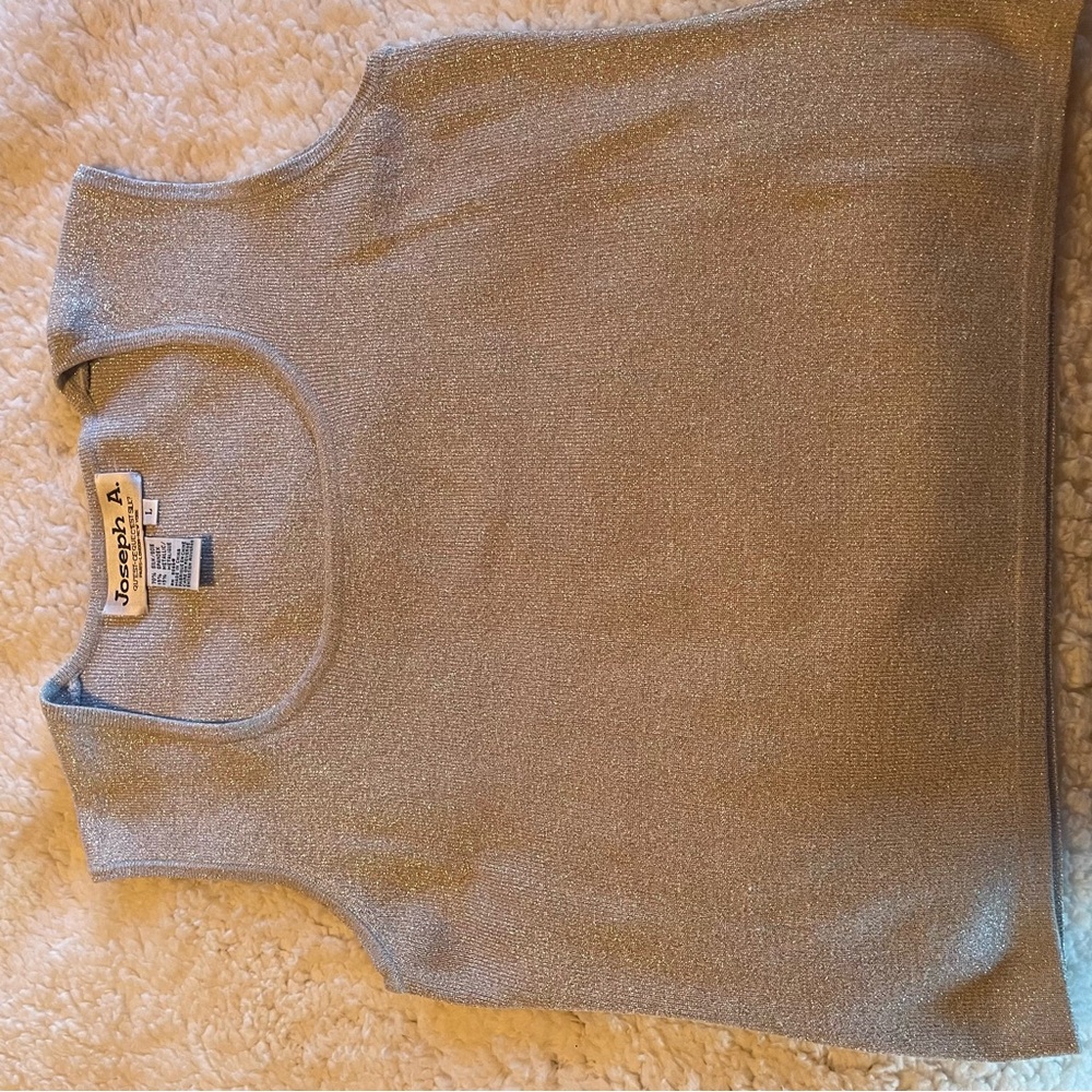 Joseph A Shimmery metallic Silver ribbed sleeveless Tank Top, size large